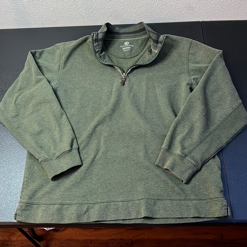 COVINGTON Olive Green Pullover Zipper V-Neck SZ Large